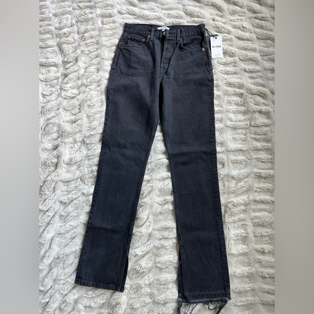 Re/Done 70s Stove Pipe Button-Fly Jeans Size 25 Black